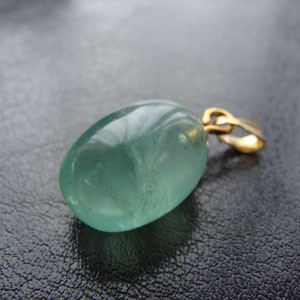 Pendentif Galet Plat En Fluorite Verte - Pierre Naturelle - Bélière Acier Inoxydable 304