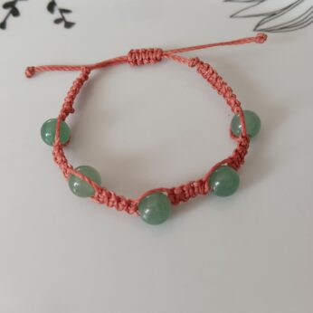 Bracelet en micro-macramé orange et perles d’aventurine