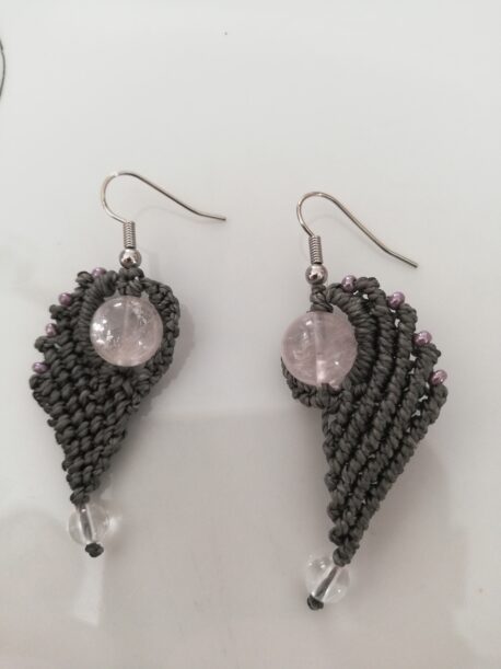Boucles d'oreille quartz rose et cristal de roche